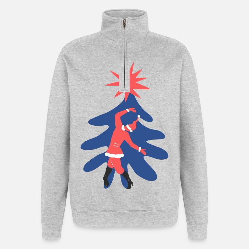 Tanzender Weihnachtsmann - Quarter-Zip-Sweatshirt - Grau meliert