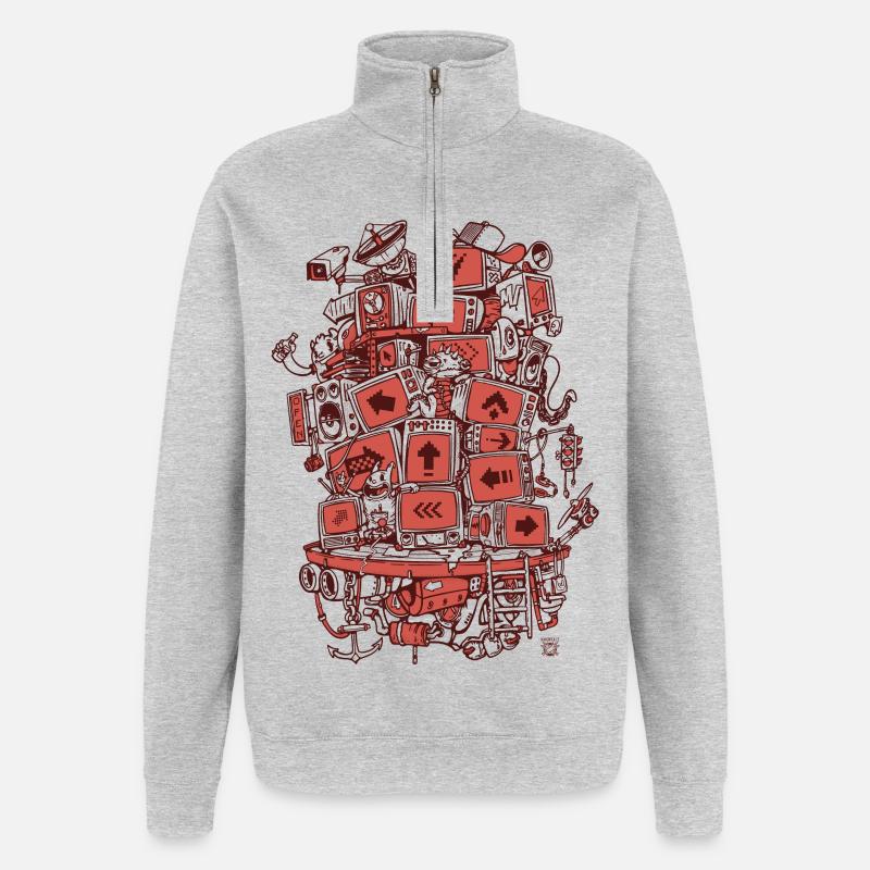 TV Project 2 Farben - Quarter-Zip-Sweatshirt - Grau meliert