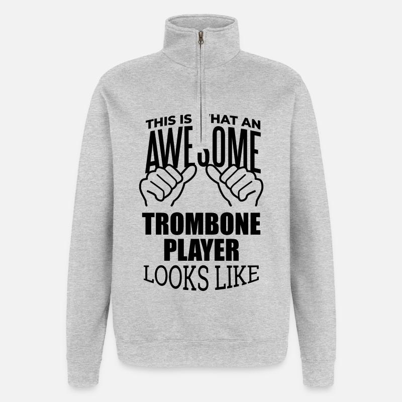 trombone - Sweat à zip 1/4 - gris chiné