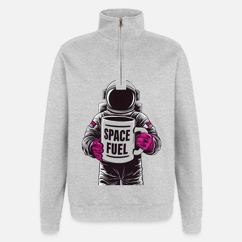 Carburant spatial - Sweat à zip 1/4 - gris chiné