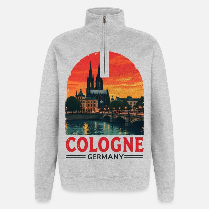 Cologne Germany – Stadtbild Design - Quarter-Zip-Sweatshirt - Grau meliert