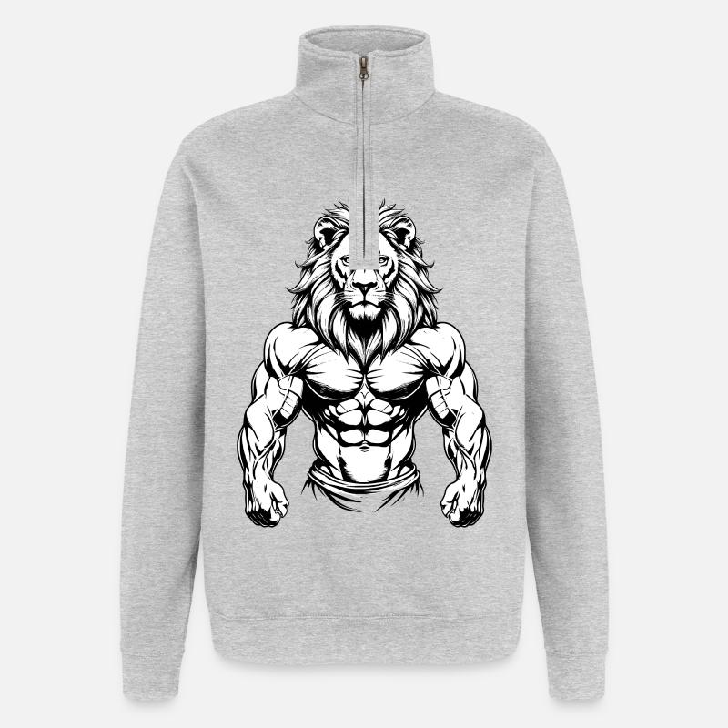 Force du Lion - Sweat à zip 1/4 - gris chiné