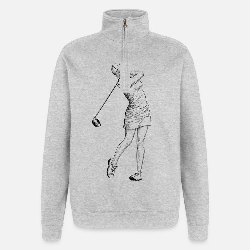 Golfspielerin - Quarter-Zip-Sweatshirt - Grau meliert