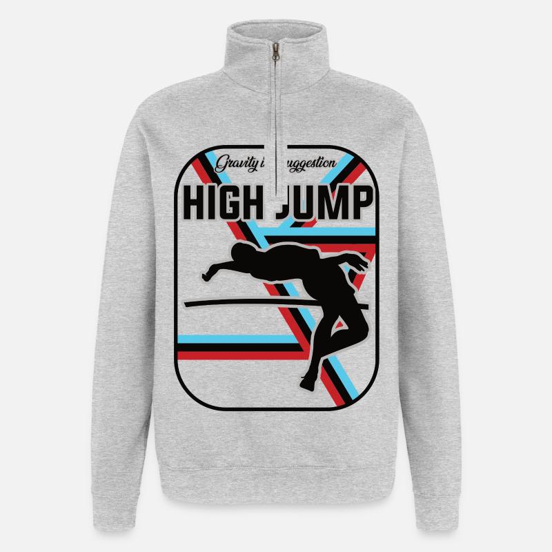 Hochsprung Design – Fly over your limits - Quarter-Zip-Sweatshirt - Grau meliert
