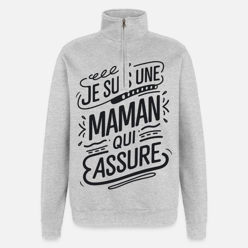 Ich bin eine Mutter, die versichert - Quarter-Zip-Sweatshirt - Grau meliert