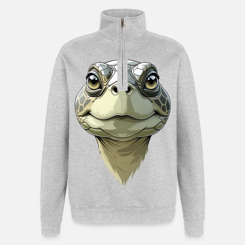 Funny turtle head - Quarter-Zip Sweatshirt - heather grey