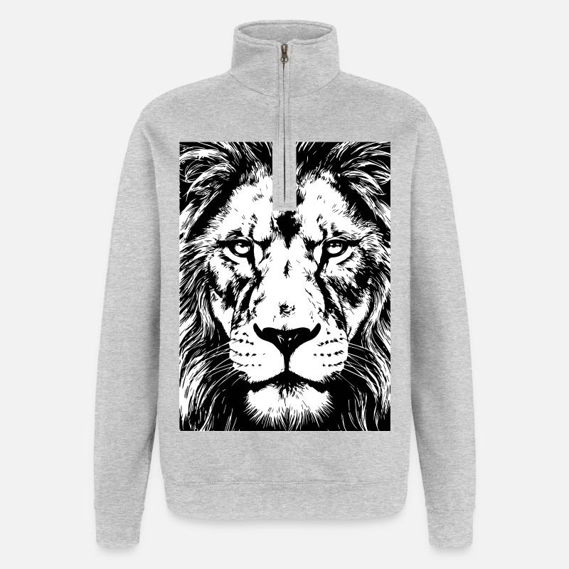 Regard de Lion Intense Puissance - Sweat à zip 1/4 - gris chiné