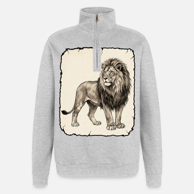 Löwe Afrika Reggae - Quarter-Zip-Sweatshirt - Grau meliert