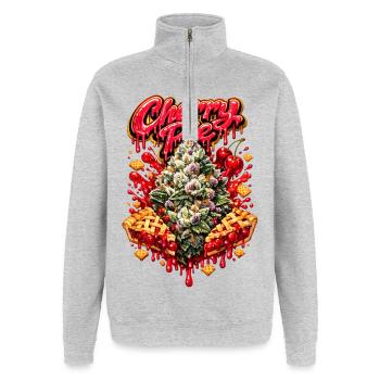 Cherry Pie Graffiti Print - Sweat à zip 1/4 - gris chiné - Devant - AI Model Female 172 light (172cm) & AI Model Male 178 dark (178cm)
