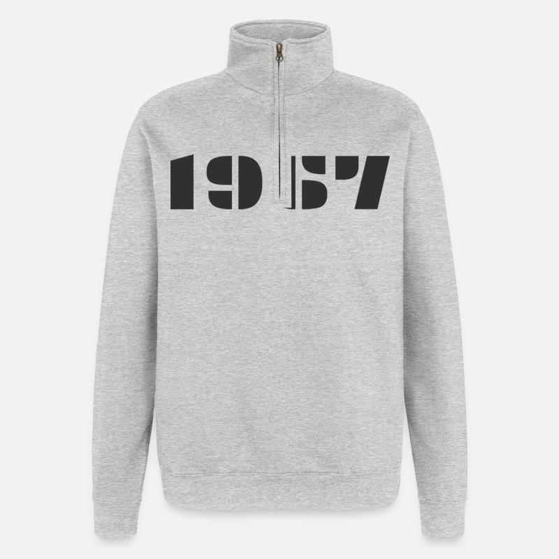 1967 - Sweat à zip 1/4 - gris chiné