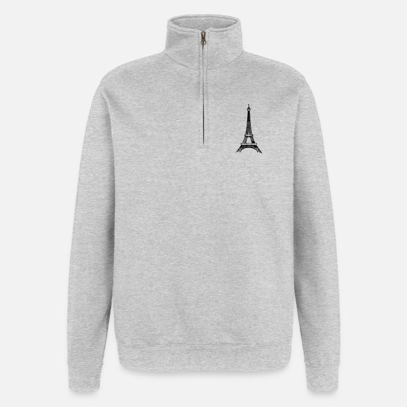 Eiffelturm - Quarter-Zip-Sweatshirt - Grau meliert