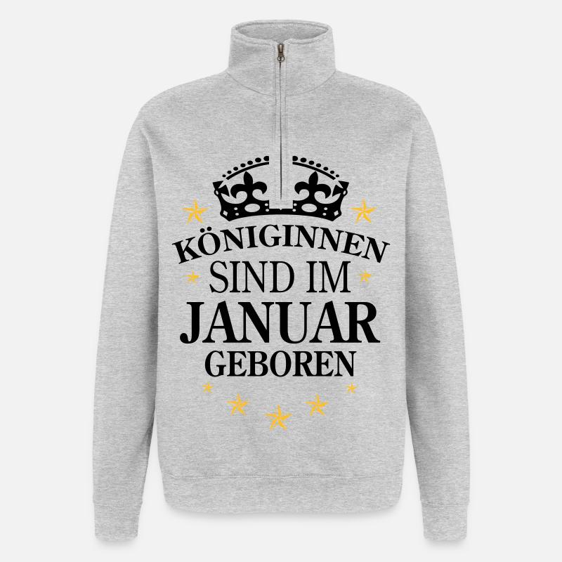 Königinnen Januar - Quarter-Zip-Sweatshirt - Grau meliert