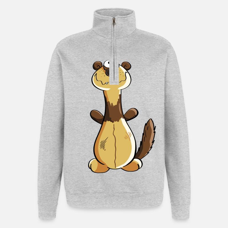 Naughty Ferret Comic - Gift - Polecat - Quarter-Zip Sweatshirt - heather grey