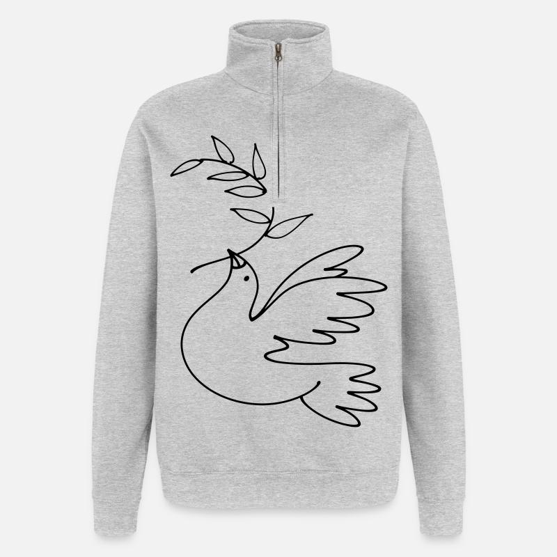 Colombe de la Paix - Sweat à zip 1/4 - gris chiné