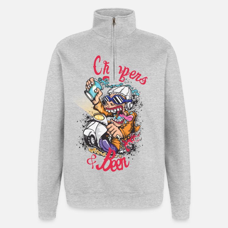 Les hélicos Équipe Scooter Singe - Sweat à zip 1/4 - gris chiné