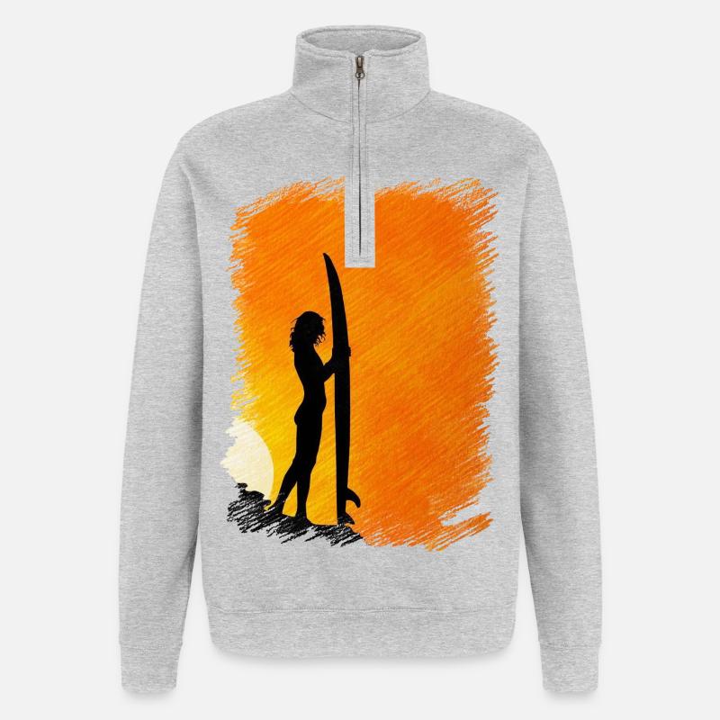 surf - Sweat à zip 1/4 - gris chiné