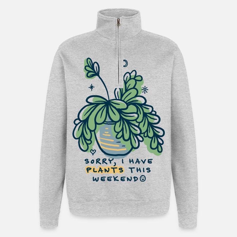 Désolé, j’ai un week-end de plantes - Sweat à zip 1/4 - gris chiné