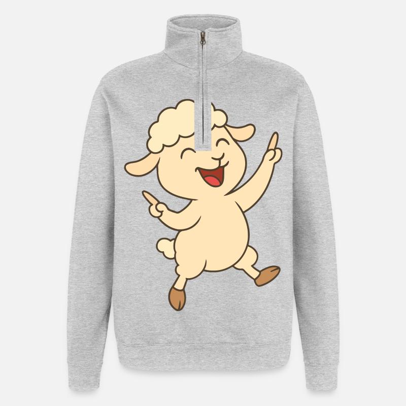Tanzendes Lämmchen - Quarter-Zip-Sweatshirt - Grau meliert