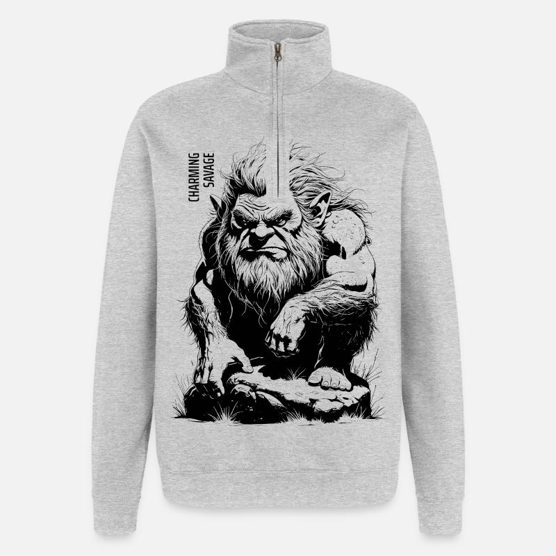 Charming Savage #1 Noir Design - Sweat à zip 1/4 - gris chiné