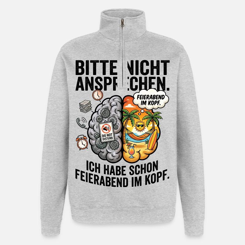 Conflit de tête après le travail - Sweat à zip 1/4 - gris chiné