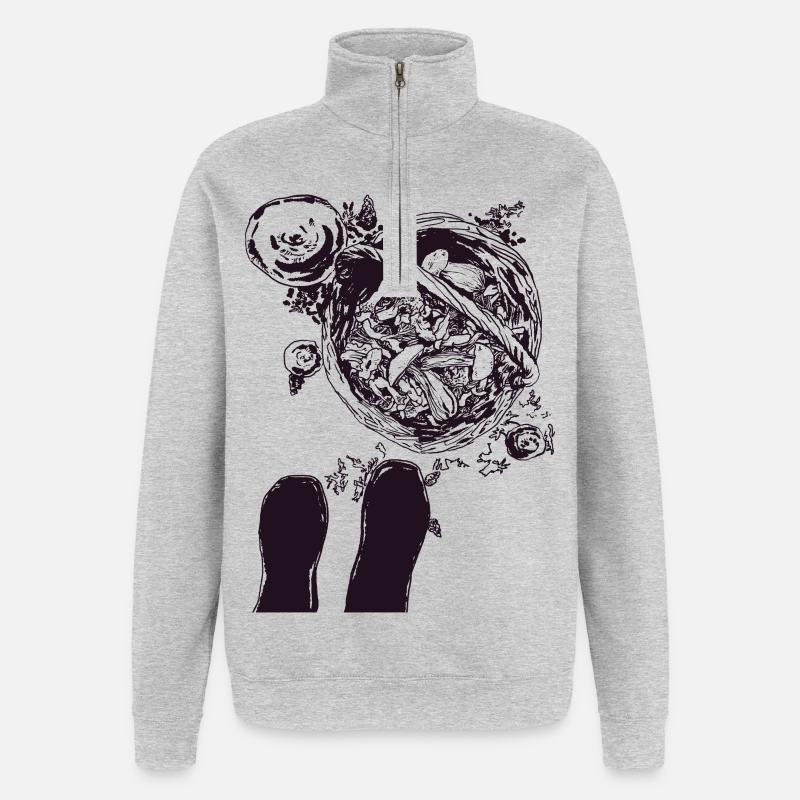 SUR LA FORÊT DE CHAMPIGNONS - Sweat à zip 1/4 - gris chiné