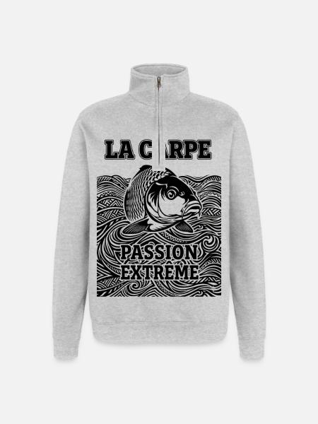 Carpe Passion Extrême - Sweat à zip 1/4 - gris chiné