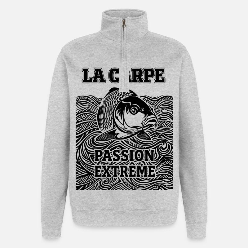 La Carpe Passion Extrême - Sweat à zip 1/4 - gris chiné