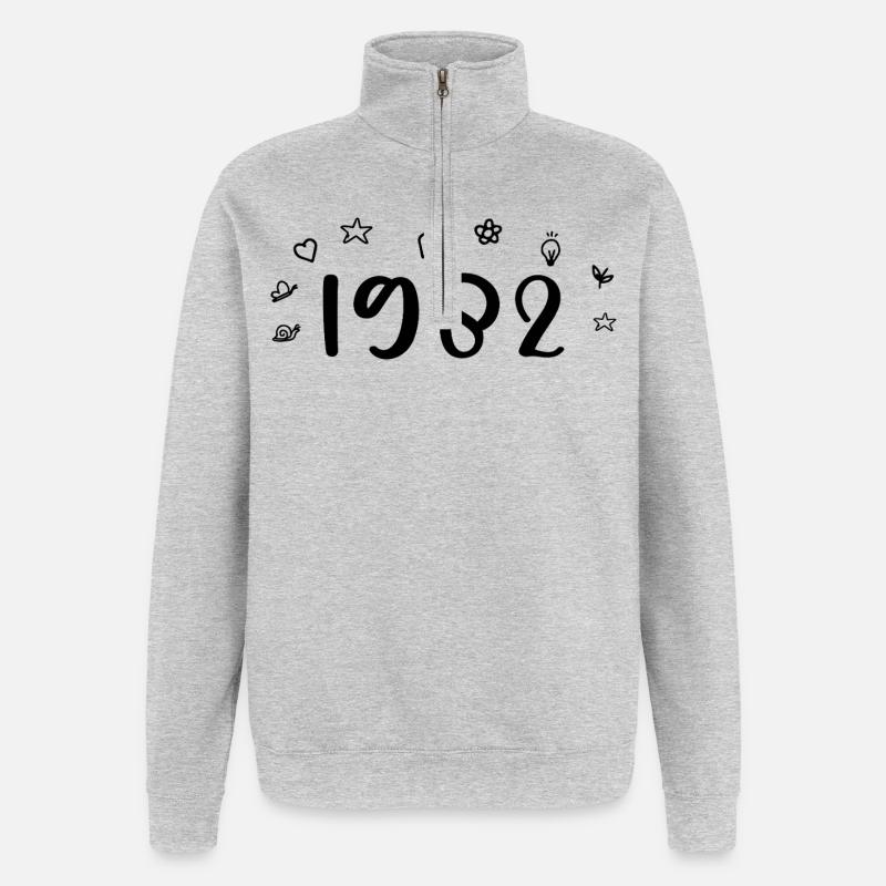 1982 Anniversaire 1982 Retro 1982 - Sweat à zip 1/4 - gris chiné