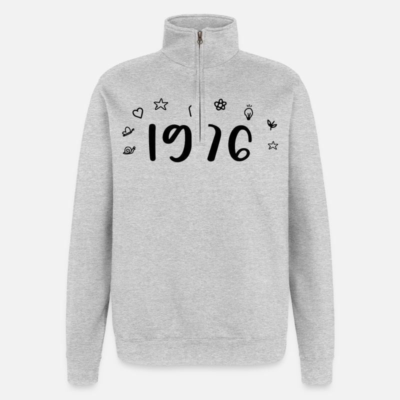 1976 Anniversaire 1976 Retro 1976 - Sweat à zip 1/4 - gris chiné