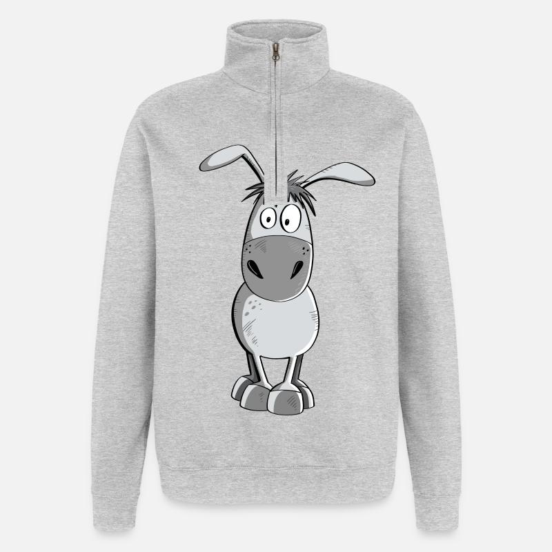 Witziger Grauer Esel - Tiere - Comic - Quarter-Zip-Sweatshirt - Grau meliert