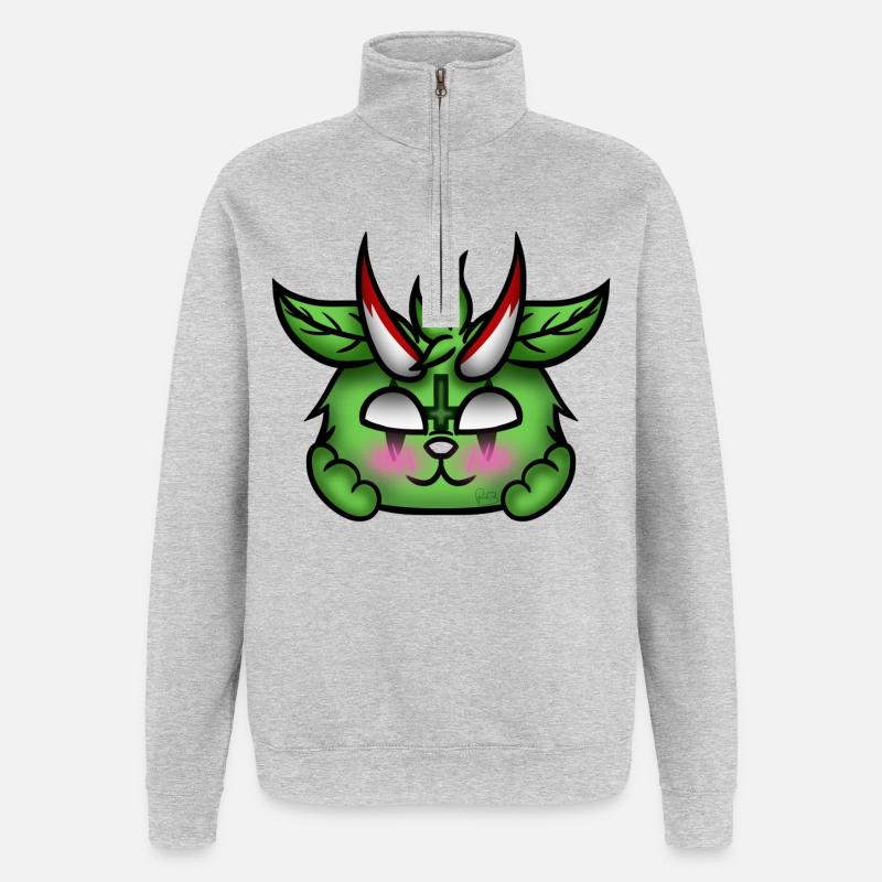 Errötender Dämon! - Quarter-Zip-Sweatshirt - Grau meliert
