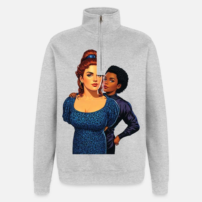 UNDER ARREST - nice people - Sweat à zip 1/4 - gris chiné