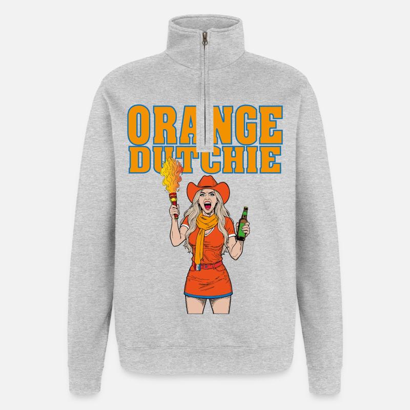 orangedutchie - Sweat à zip 1/4 - gris chiné