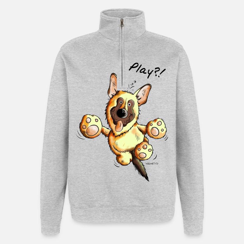 Schäferhund Play - Deutscher Schäferhund - Hund - Quarter-Zip-Sweatshirt - Grau meliert