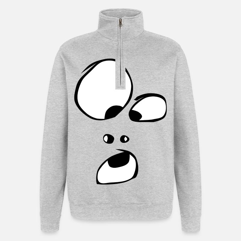oho ! Gesicht Geist Gespenst Halloween Comic - Quarter-Zip-Sweatshirt - Grau meliert
