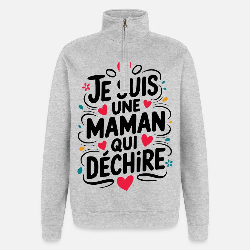 Ich bin eine Killer-Mutter - Quarter-Zip-Sweatshirt - Grau meliert