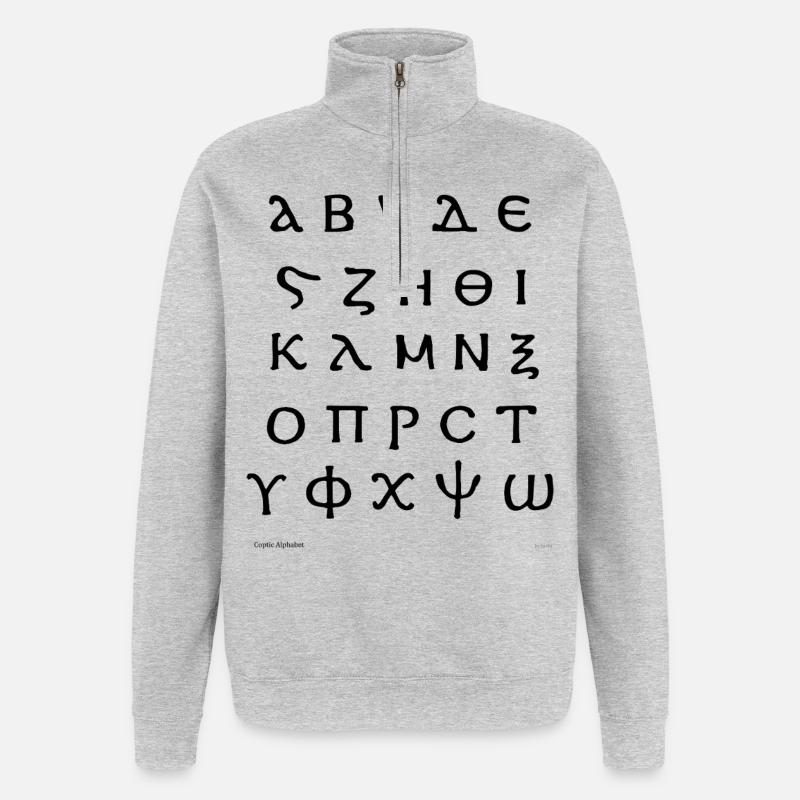 Coptic Alphabet (black) - Quarter-Zip Sweatshirt - heather grey