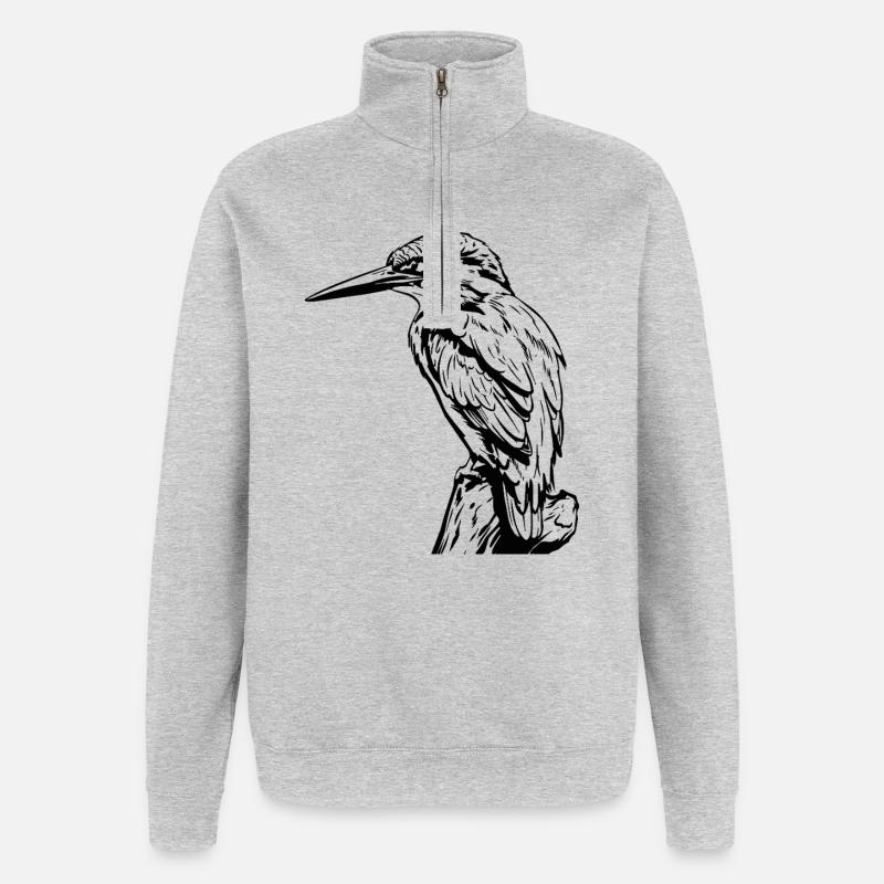 Specht / Eisvogel - Quarter-Zip-Sweatshirt - Grau meliert