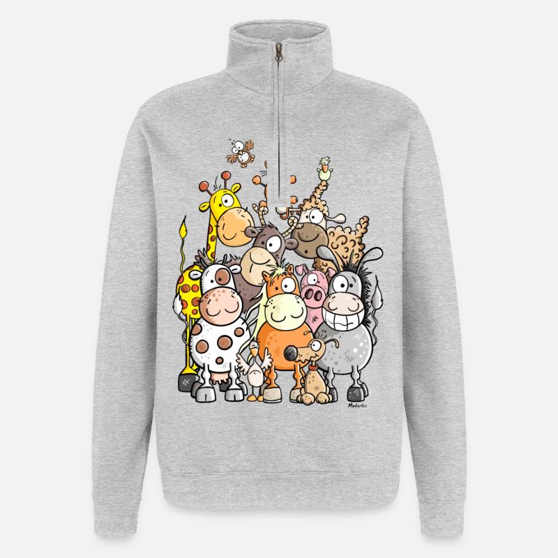 Tas géant de l'animal - Sweat à zip 1/4 - gris chiné