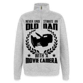 Alter Kameramann - Quarter-Zip-Sweatshirt - Grau meliert - Vorne - AI Model Female 172 light (172cm) & AI Model Male 178 dark (178cm)