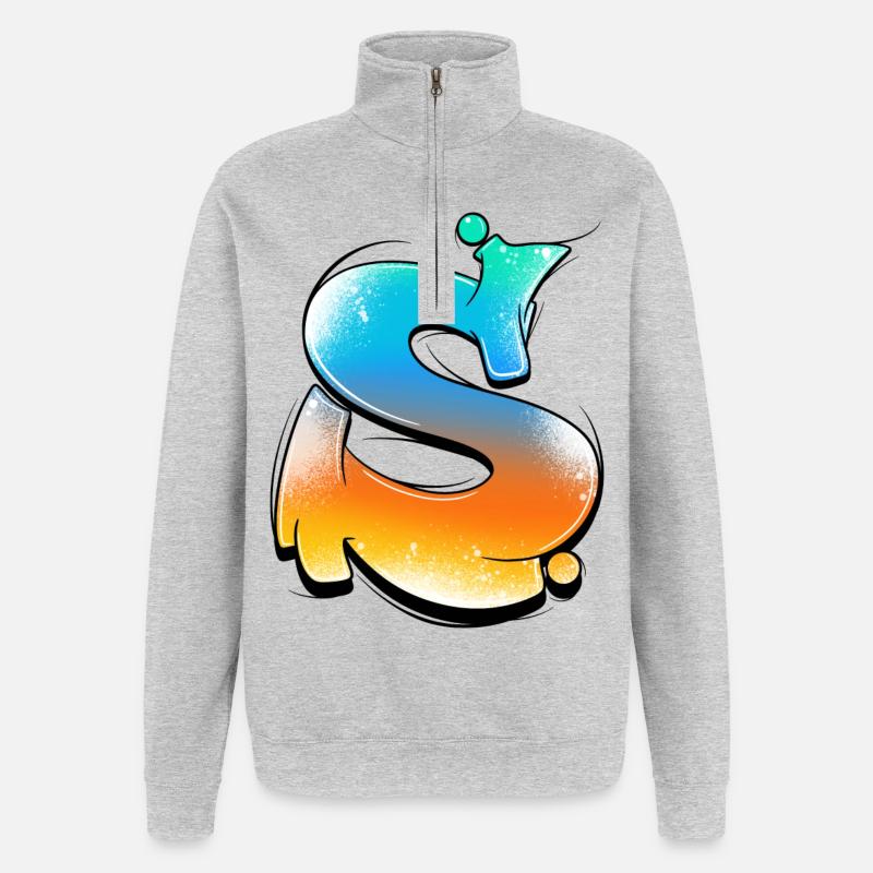 S-Gradient Neon Splashes - Quarter-Zip Sweatshirt - heather grey