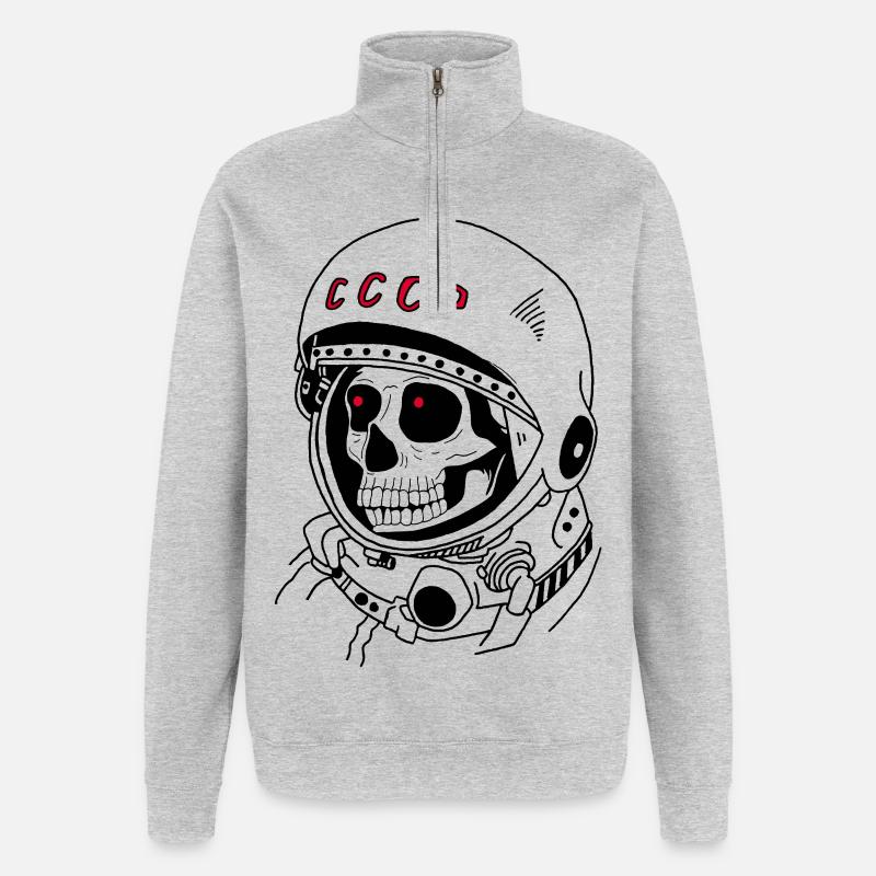 Crâne d'astronaute soviétique - Sweat à zip 1/4 - gris chiné