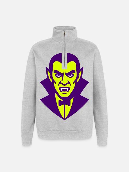Dracula Illustration - Quarter-Zip Sweatshirt - heather grey
