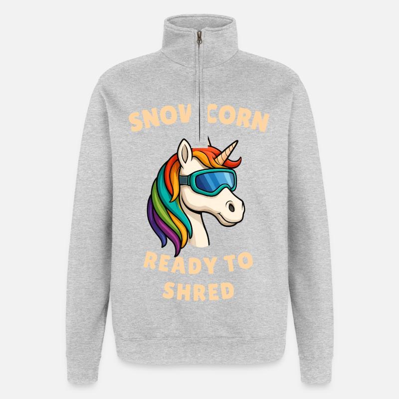Schnee Einhorn  - Quarter-Zip-Sweatshirt - Grau meliert