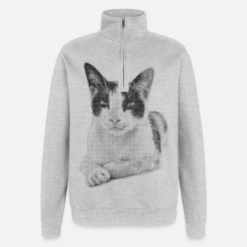 Calico-Katzen-Halbton - Quarter-Zip-Sweatshirt - Grau meliert