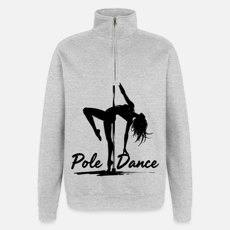 Pole Dance Poledancerin Silhouette Geschenk - Quarter-Zip-Sweatshirt - Grau meliert