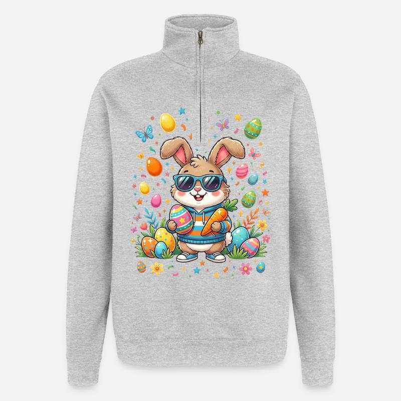 Osterhase Junge Sonnenbrille - Quarter-Zip-Sweatshirt - Grau meliert