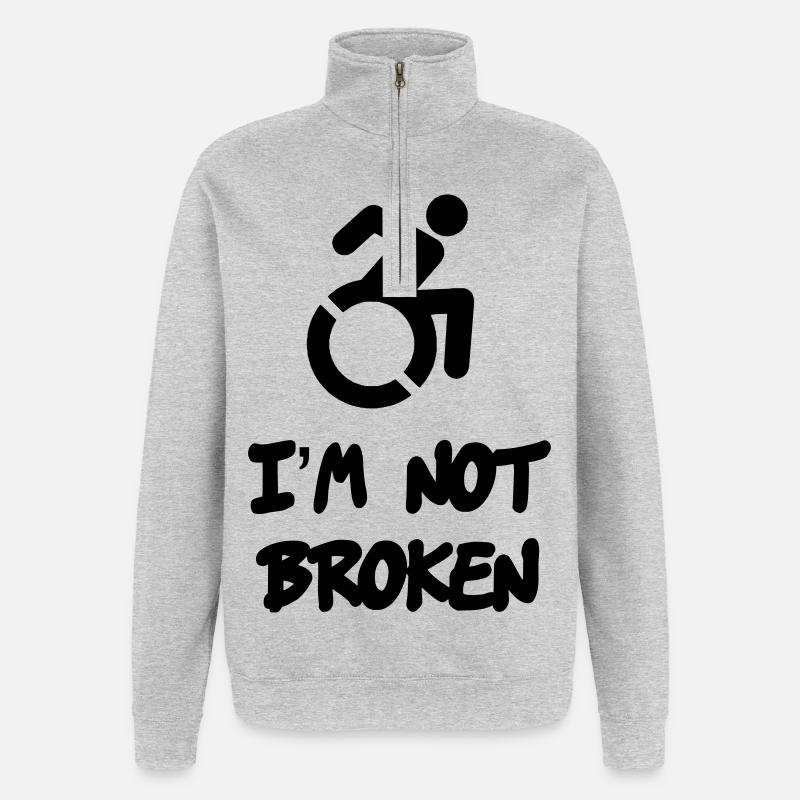 Ein Rollstuhlfahrer ist nicht kaputt * - Quarter-Zip-Sweatshirt - Grau meliert