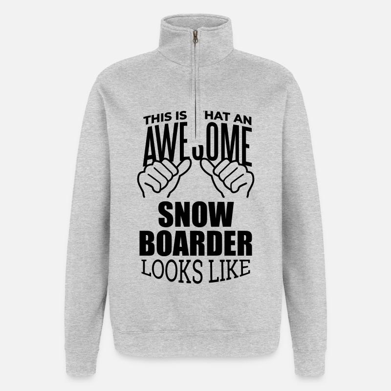 Snowboarden - Quarter-Zip-Sweatshirt - Grau meliert