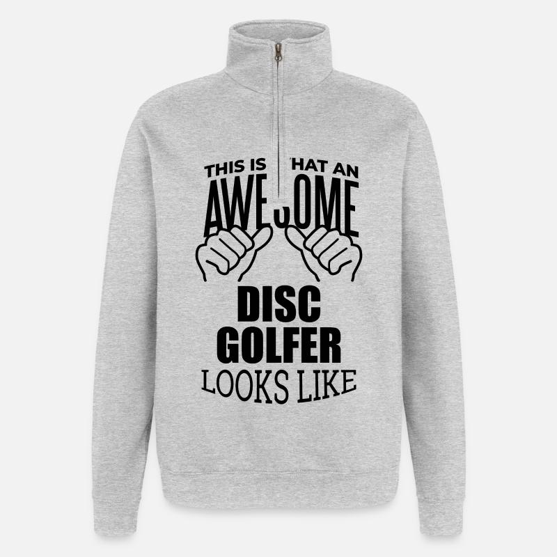 Discgolfer - Quarter-Zip-Sweatshirt - Grau meliert